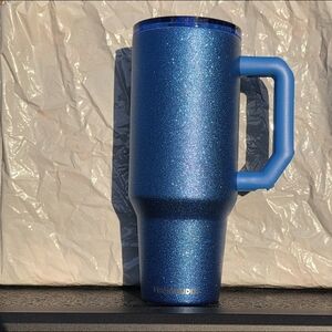 Blue Glitter Tumbler with Handle